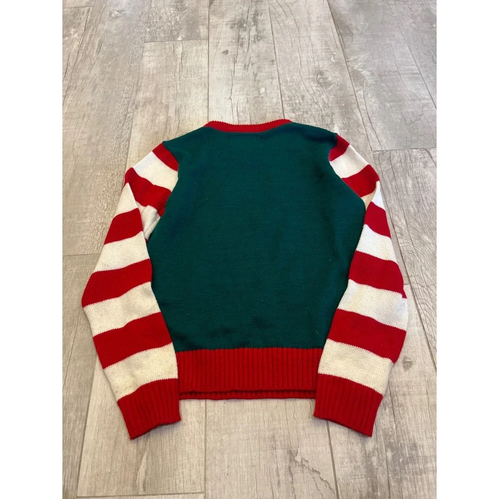 American Stitch Mens Swipe Right Ugly Christmas Sweater Reindeer Pom Poms XL